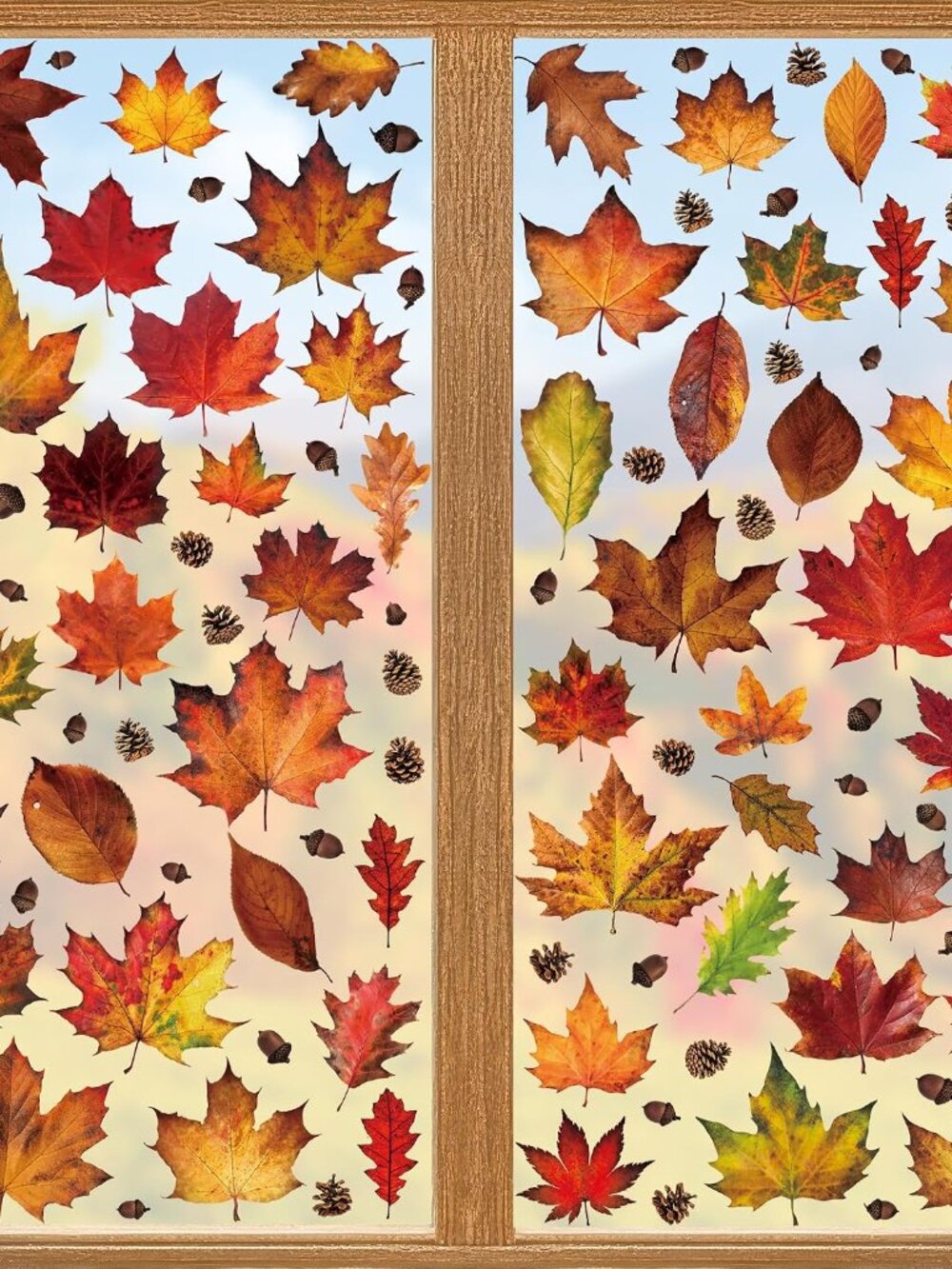 336 PCS Fall Window Clings, 9 Sheets Autumn Decorations, Maple Leaves Pattern Do